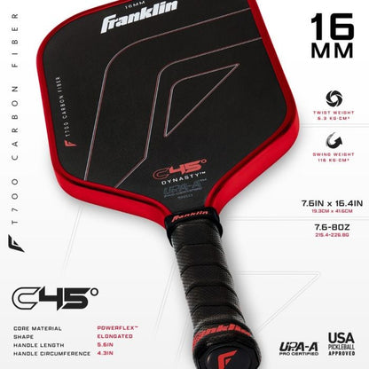 C45° Carbon Fiber Paddle Series - Dynasty 16mm - Red