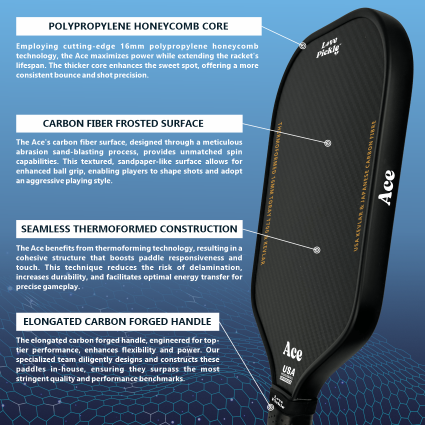 Love Pickle Ace pickleball Paddle and more of its key features