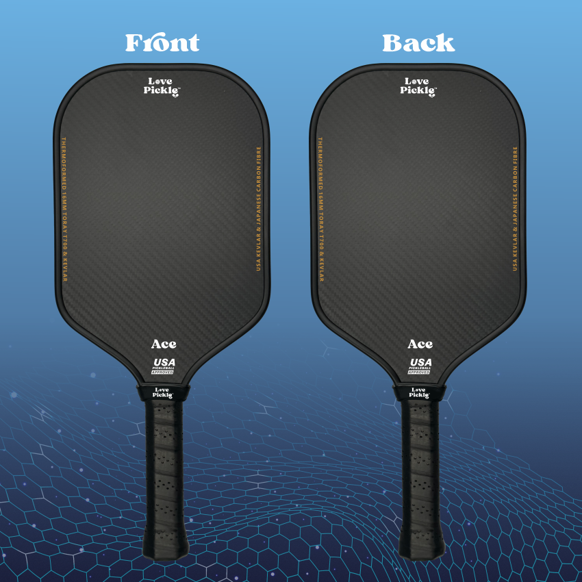 Love Pickle Ace pickleball paddle front and back views