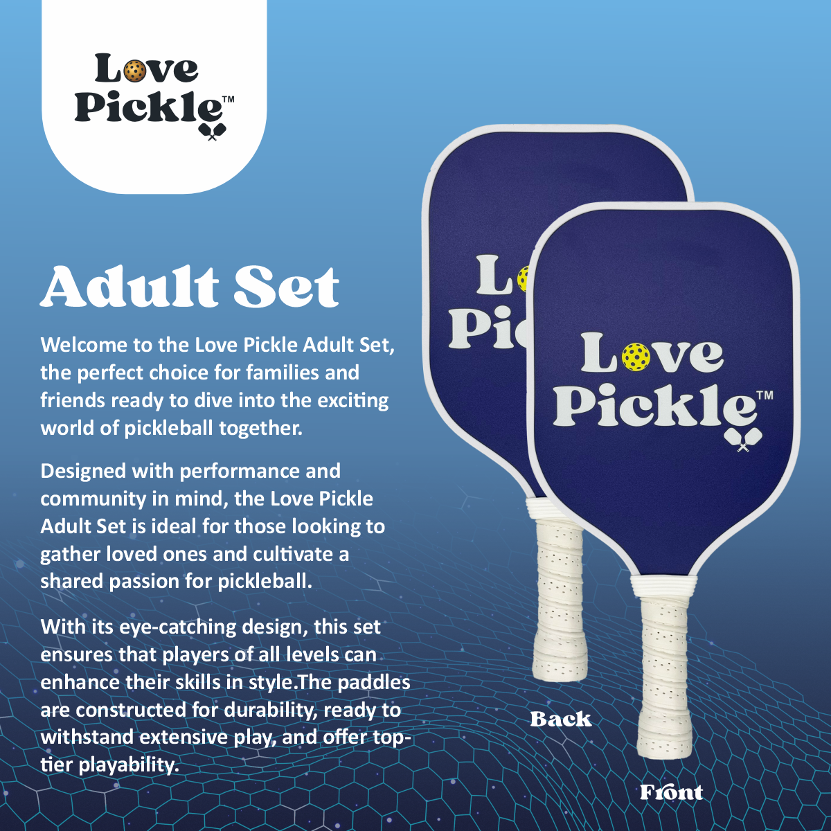 Love Pickle Adult Pickleball Paddles Set of 2 and its full description